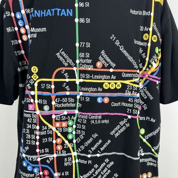 NYC SL SubWay Line T-Shirt Mens Large New York City Manhattan Subway Map MTA Tee - Picture 6 of 16